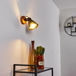 Lampes Industrielles-hofstein Applique murale Berkeley Bois foncé, Noir, 1 lumière