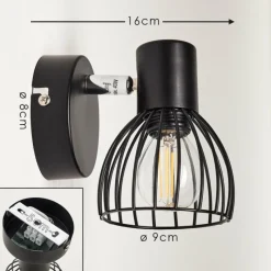 hofstein Applique murale Bolderslev Chrome, Noir, 1 lumière