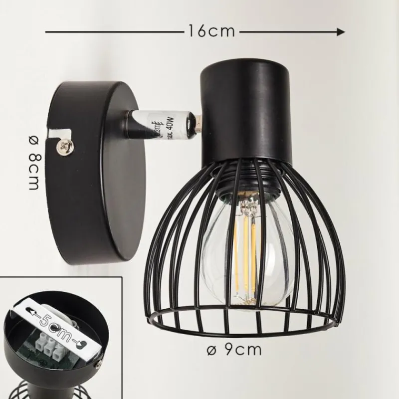 hofstein Applique murale Bolderslev Chrome, Noir, 1 lumière