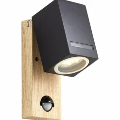 Lampes En Bois-Luminaires Brilliant Applique murale Brilliant Galeni Bois clair, 1 lumière, Détecteur de mouvement