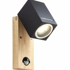 Lampes En Bois-Luminaires Brilliant Applique murale Brilliant Galeni Bois clair, 1 lumière, Détecteur de mouvement