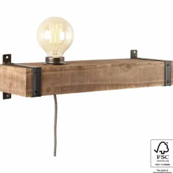 Luminaires Scandinaves-Luminaires Brilliant Applique murale Brilliant Woodhill Bois foncé, Noir, 1 lumière