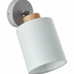 Lampes En Tissu-Luminaires Brilliant Applique murale Brilliant Vonnie Gris, Bois clair, 1 lumière