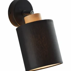 Lampes En Tissu-Luminaires Brilliant Applique murale Brilliant Vonnie Bois clair, Noir, 1 lumière