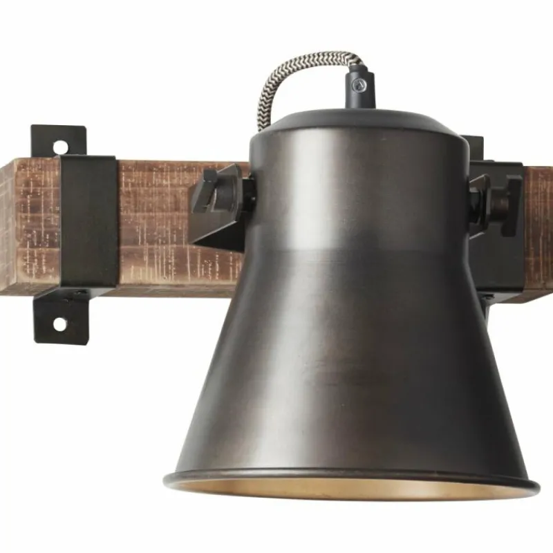 Lampes Industrielles-Luminaires Brilliant Applique murale Brilliant-Leuchten Decca Bois foncé, Noir, 1 lumière