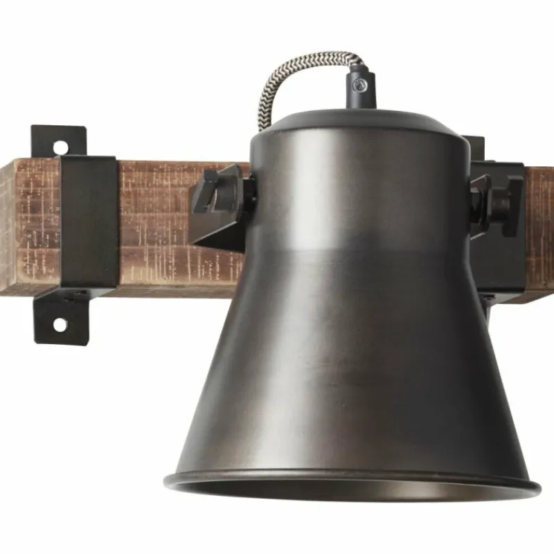 Lampes Industrielles-Luminaires Brilliant Applique murale Brilliant-Leuchten Decca Bois foncé, Noir, 1 lumière