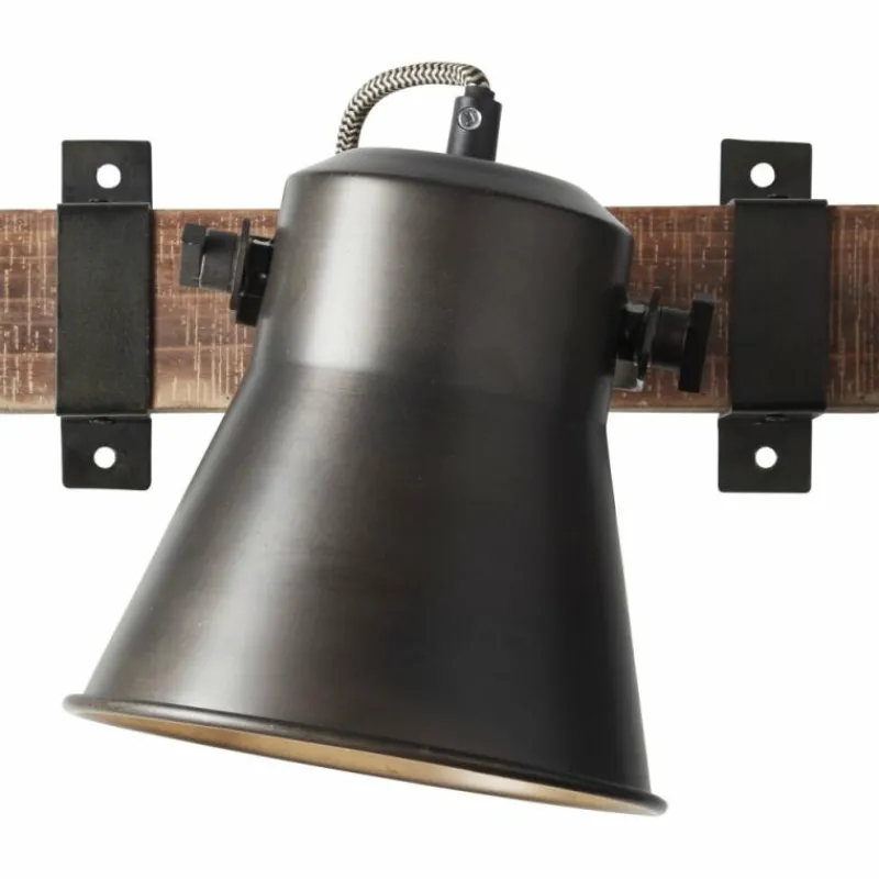 Lampes Industrielles-Luminaires Brilliant Applique murale Brilliant-Leuchten Decca Bois foncé, Noir, 1 lumière