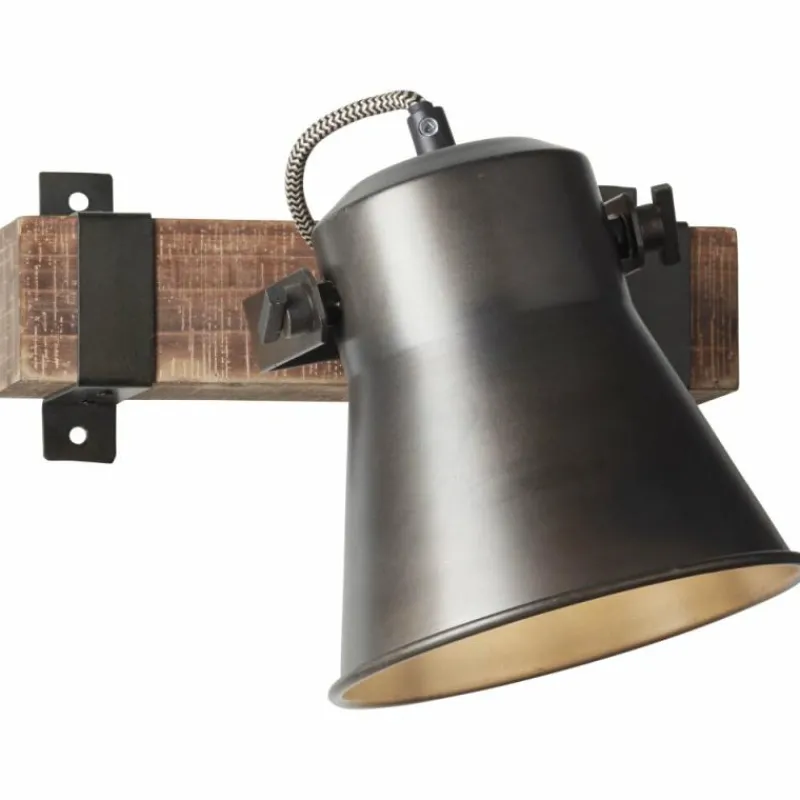 Lampes Industrielles-Luminaires Brilliant Applique murale Brilliant-Leuchten Decca Bois foncé, Noir, 1 lumière