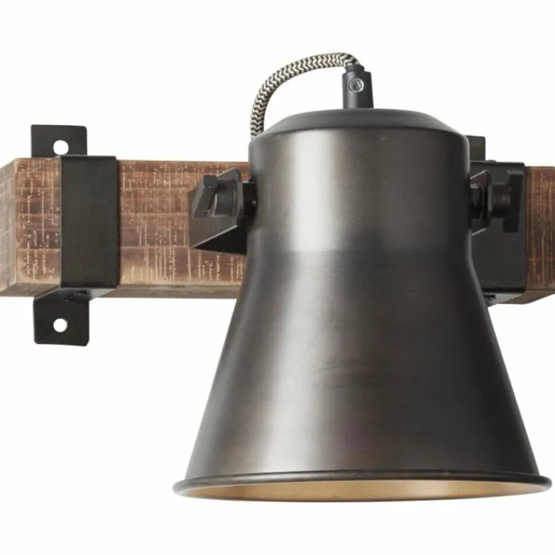 Lampes Industrielles-Luminaires Brilliant Applique murale Brilliant-Leuchten Decca Bois foncé, Noir, 1 lumière