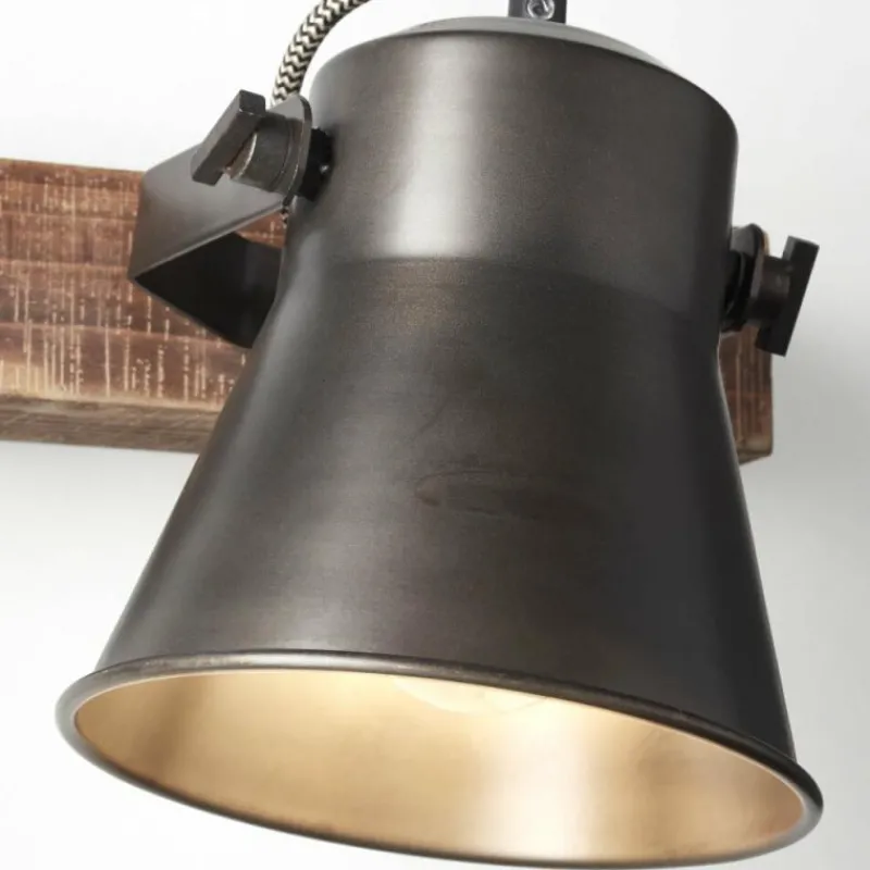 Lampes Industrielles-Luminaires Brilliant Applique murale Brilliant-Leuchten Decca Bois foncé, Noir, 1 lumière