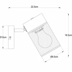Lampes Industrielles-Luminaires Brilliant Applique murale Brilliant Kamolo Noir, 1 lumière