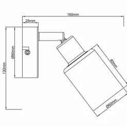 Luminaires Brilliant Applique murale Brilliant Loralie Noir, 1 lumière