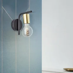 Lampes Industrielles-Luminaires Brilliant Applique murale Brilliant Kerry Laiton, Noir, 1 lumière