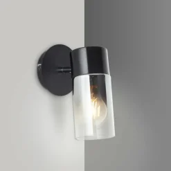 Suspension Verre Fumé-Luminaires Brilliant Applique murale Brilliant Alia Noir, 1 lumière