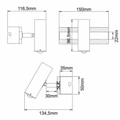 Luminaires Brilliant Applique murale Brilliant Howle LED Aluminium, Noir, 1 lumière* Spots Et Projecteurs