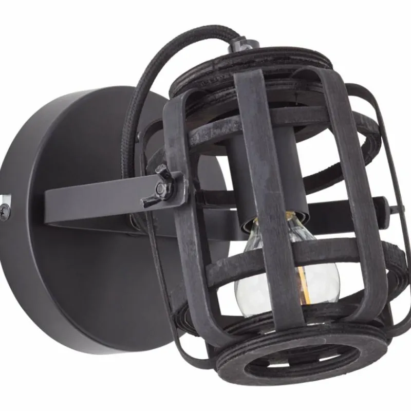 Style Boho-Chic-Luminaires Brilliant Applique murale Brilliant Woodrow Noir, 1 lumière