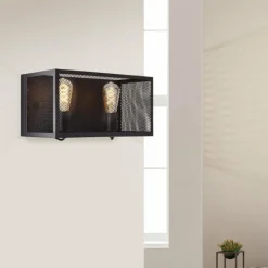 Luminaires Rustiques-Luminaires Brilliant Applique murale Brilliant Maze Noir, 2 lumières