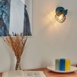 Lampes Vintages & Rétros-hofstein Applique murale Builako Bleu, Noir, 1 lumière