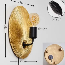 Lampes Dorées-hofstein Applique murale Calcasieu Noir doré, 1 lumière