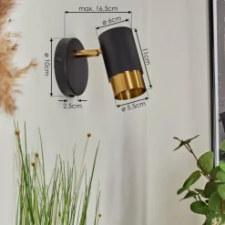 Lampes Vintages & Rétros-hofstein Applique murale Campanas Laiton, Noir, 1 lumière