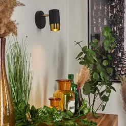 Lampes Vintages & Rétros-hofstein Applique murale Campanas Laiton, Noir, 1 lumière