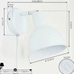 hofstein Applique murale Caney Chrome, Blanc, 1 lumière