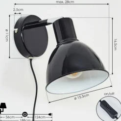 hofstein Applique murale Caney Chrome, Noir, 1 lumière