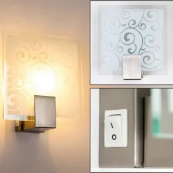 hofstein Applique murale carrée Acier inoxydable, Blanc, 1 lumière