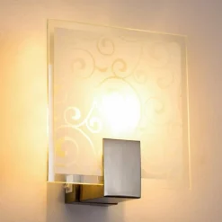 hofstein Applique murale carrée Acier inoxydable, Blanc, 1 lumière