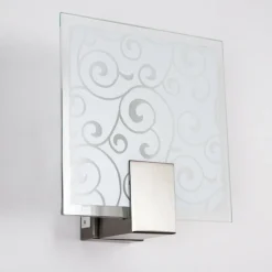 hofstein Applique murale carrée Acier inoxydable, Blanc, 1 lumière