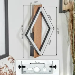 hofstein Applique murale Cascade LED Brun, Couleur bois, Noir, 1 lumière