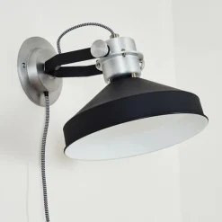 Lampes Industrielles-hofstein Applique murale Chara Noir, Argenté, 1 lumière
