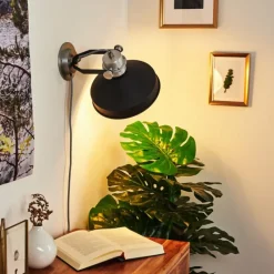 Lampes Industrielles-hofstein Applique murale Chara Noir, Argenté, 1 lumière