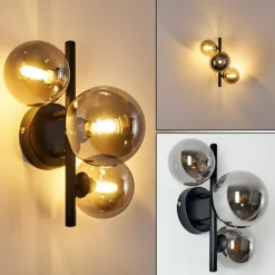 Suspension Verre Fumé-hofstein Applique murale Chariton LED Noir, 3 lumières