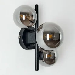 Suspension Verre Fumé-hofstein Applique murale Chariton LED Noir, 3 lumières