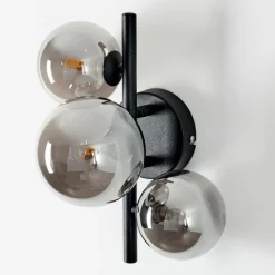 Suspension Verre Fumé-hofstein Applique murale Chariton LED Noir, 3 lumières