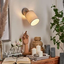 Lampes En Tissu-hofstein Applique murale Chiuvi Chrome, Gris, Écru, 1 lumière