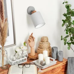 Lampes En Tissu-hofstein Applique murale Chiuvi Chrome, Gris, Écru, 1 lumière