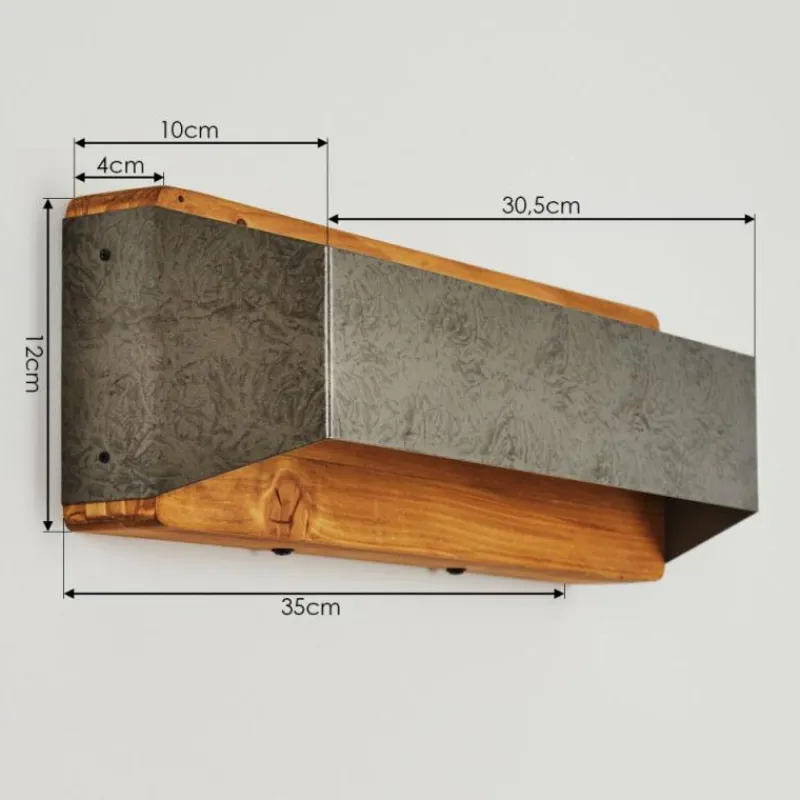 Lampes Industrielles-hofstein Applique murale Clarens LED Brun, Gris, 1 lumière