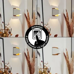 Lampes Industrielles-hofstein Applique murale Clarens LED Brun, Blanc, 1 lumière