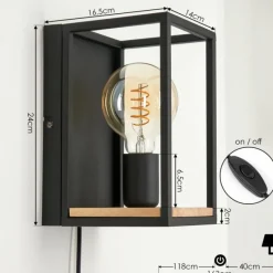 Lampes Industrielles-hofstein Applique murale Colebrook Écru, Noir, 1 lumière