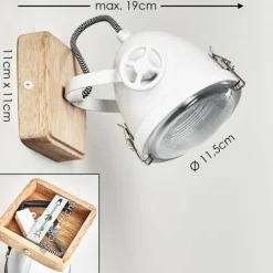 Lampes Vintages & Rétros-hofstein Applique murale Coruna Bois clair, Blanc, 1 lumière