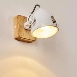 Lampes Vintages & Rétros-hofstein Applique murale Coruna Bois clair, Blanc, 1 lumière