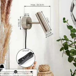 hofstein Applique murale Dalheim LED Nickel mat, 1 lumière