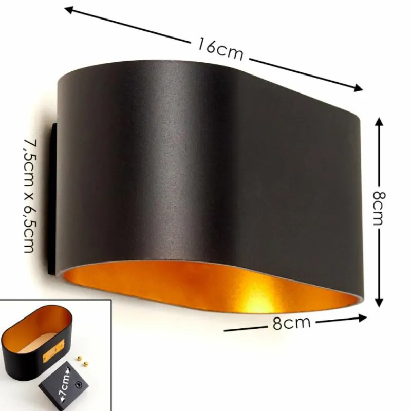 Lampe Turque-hofstein Applique murale Dapp Or, Noir, 1 lumière