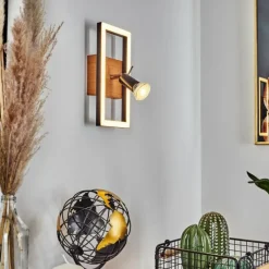 Lampes En Bois-hofstein Applique murale Deadwood LED Brun, Chrome, Couleur bois, 2 lumières