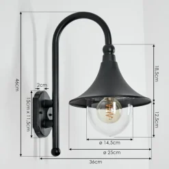 Luminaires Rustiques-hofstein Applique murale d'extérieur Elgin Noir, 1 lumière