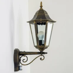 Luminaires Rustiques-hofstein Applique murale d'extérieur Hongkong Brun doré, 1 lumière, Détecteur de mouvement