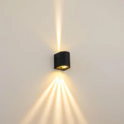 hofstein Applique murale d'extérieur Mora LED Noir, 2 lumières