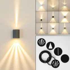 hofstein Applique murale d'extérieur Mora LED Gris, 2 lumières